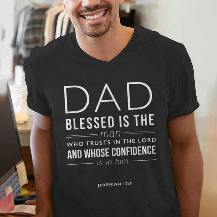 Dad Blessed Is The Man Jeremiah 17 Men's V-Neck T-Shirt