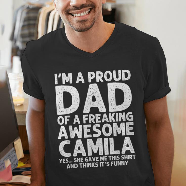 Dad Of CAMILA Father's Day Personalized Name Joke Men's V-Neck T-Shirt