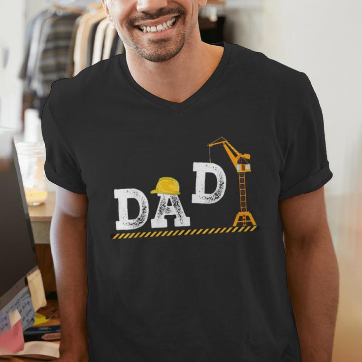 Dad Construction Excavator Family Matching Bday Party Men's V-Neck T-Shirt