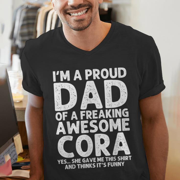 Dad Of CORA Father's Day Personalized Name Joke Men's V-Neck T-Shirt