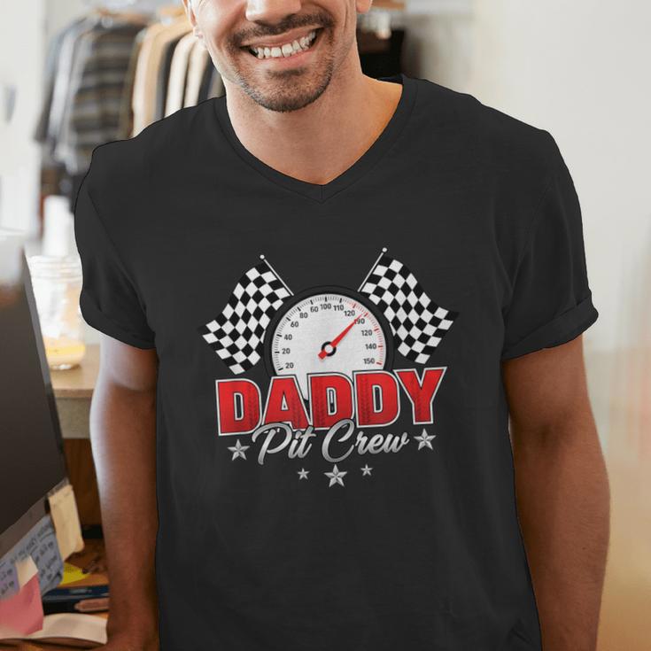 Dad Daddy Pit Crew Race Car Birthday Racing Party Men's V-Neck T-Shirt