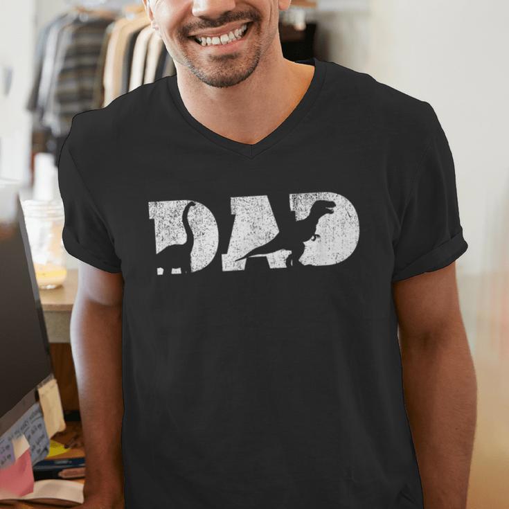 Dad Dinosaur Saurus Boys Girls Fathers Day Idea Men's V-Neck T-Shirt