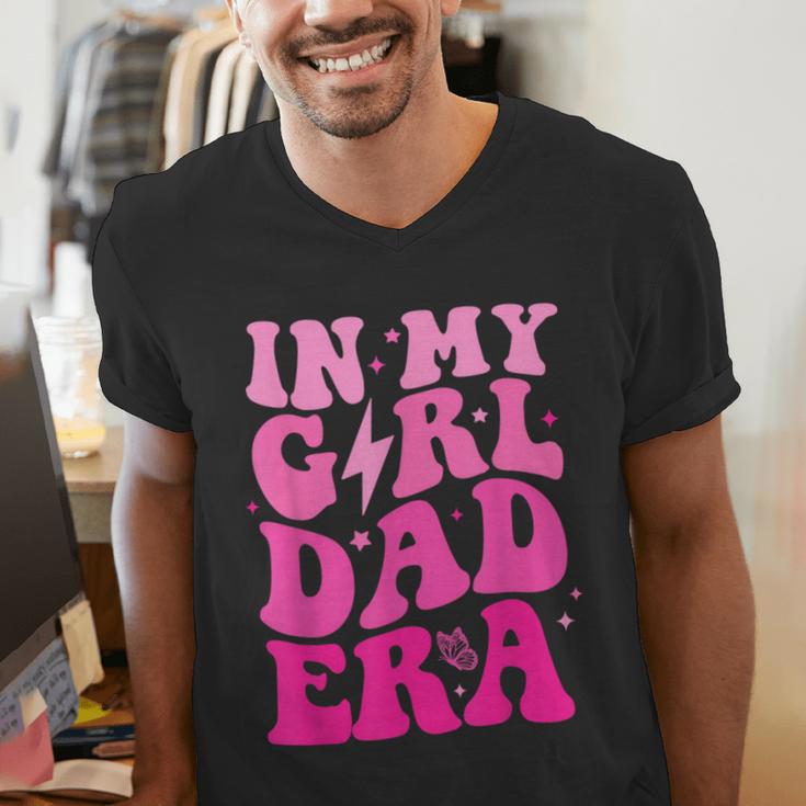 In My Dad Era Girl Groovy Retro Papa Fathers Day Men's V-Neck T-Shirt