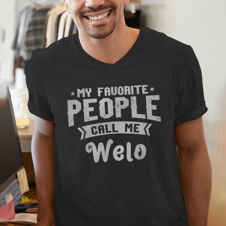 Dad My Favorite People Calls Me Welo Grandpa Father's Day Men's V-Neck T-Shirt