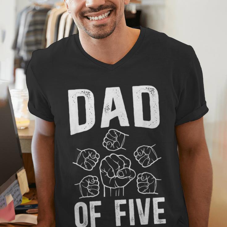 Dad Of Five Father Of 5 Proud Dad Of 5 Father Of Five Men's V-Neck T-Shirt