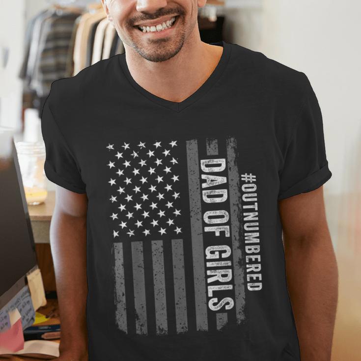 Dad Of Girls Outnumbered Fathers Day 2025 For Dad Daughters Men's V-Neck T-Shirt