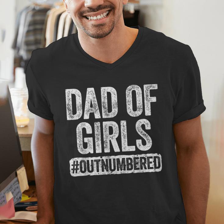 Dad Of Girls Outnumbered Shirt Men Daddy Fathers Day Men's V-Neck T-Shirt