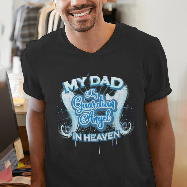 My Dad Is My Guardian Angel In Heaven Loss Father Memorial Men's V-Neck T-Shirt