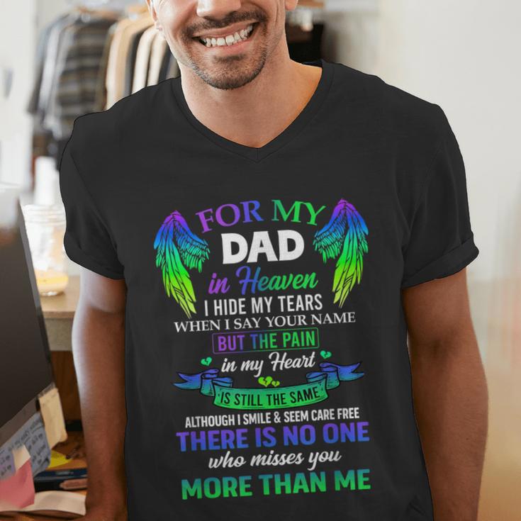 For My Dad In Heaven Touching Tribute For Passed Away Father Men's V-Neck T-Shirt