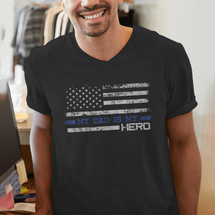 Dad Is A Hero Idea Son Daughter Of Police Men's V-Neck T-Shirt Dad Is A Hero Idea Son Daughter Of Police Men's V-Neck T-Shirt