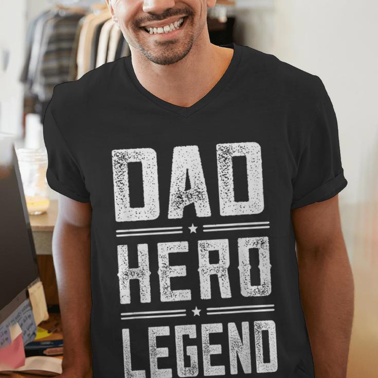 Dad Hero Legend Vintage Distressed Dad Men's V-Neck T-Shirt