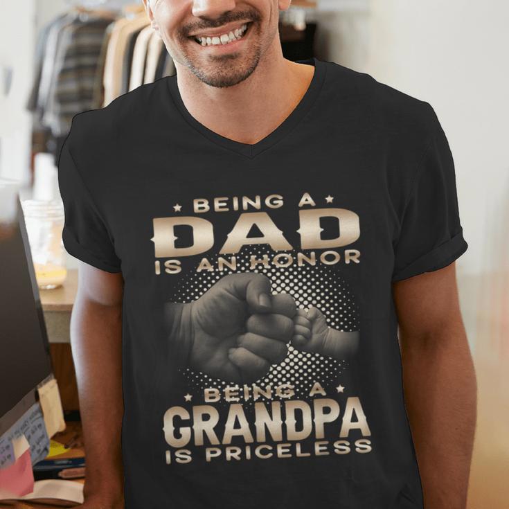 Being a Dad Is An Honor Grandpa Is Priceless Fathers Day Men's V-Neck T-Shirt