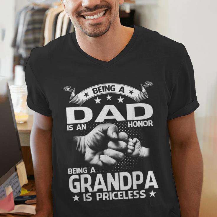 Being A Dad Is An Honor Being A Grandpa Is Priceless Men's V-Neck T-Shirt