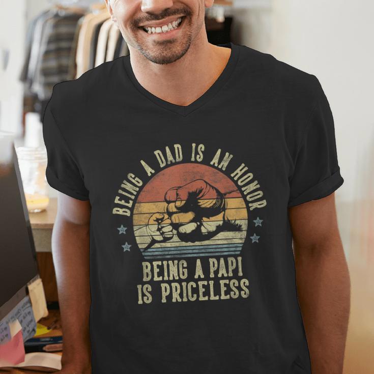 Being A Dad Is An Honor Being A Papi Is Priceless Papi Men's V-Neck T-Shirt