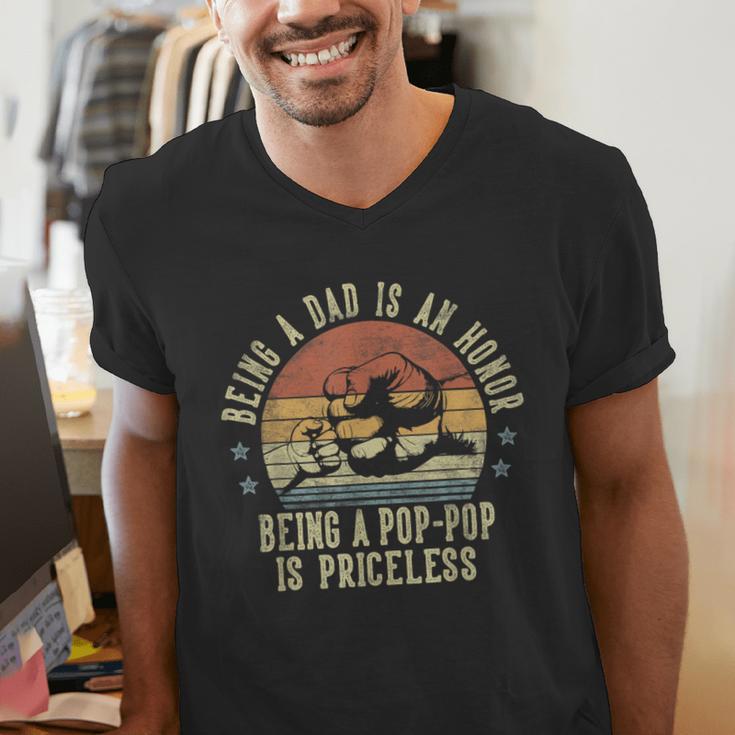 Being A Dad Is An Honor Being A Pop-Pop Is Priceless Poppop Men's V-Neck T-Shirt
