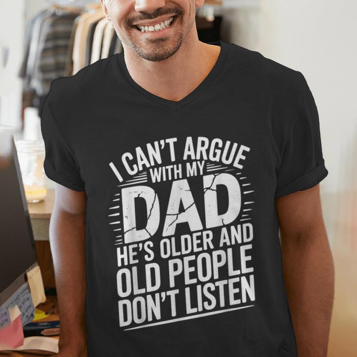 Dad Jokes Can't Argue With My Dad He's Old Retro Humor Men's V-Neck T-Shirt