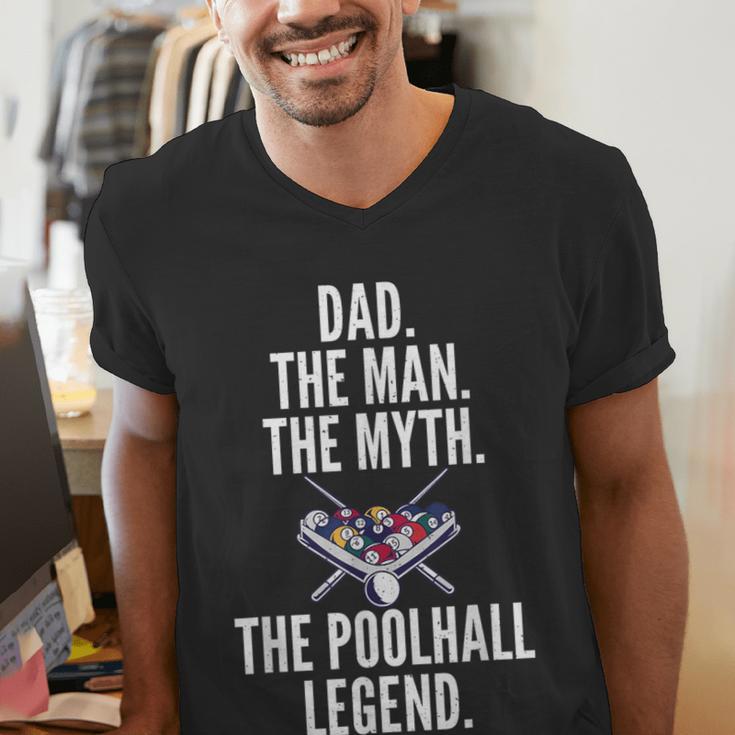 Dad The Man The Myth The Poolhall Legend Pool Billiards Dad Men's V-Neck T-Shirt