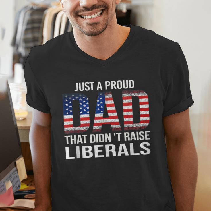 Dad Man Saying Proud Dad That Didn't Raise Liberals Men's V-Neck T-Shirt Dad Man Saying Proud Dad That Didn't Raise Liberals Men's V-Neck T-Shirt