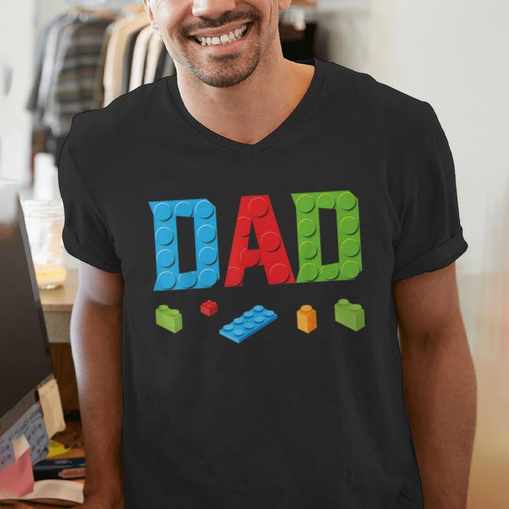 Dad Master Builder Building Bricks Blocks Family Set Parents Small Men's V-Neck T-Shirt
