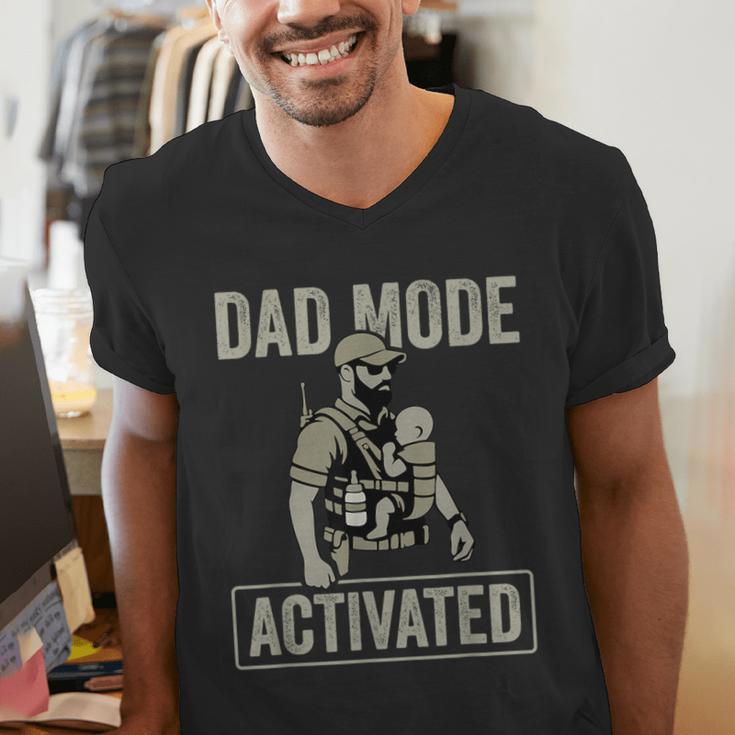 Dad Mode Activated Tactical Baby Carrier Military Father Men's V-Neck T-Shirt