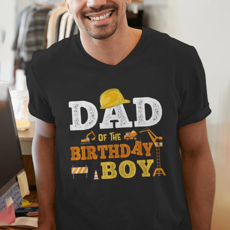Dad Mom Of The Birthday Boy Kid Construction Matching Family Men's V-Neck T-Shirt