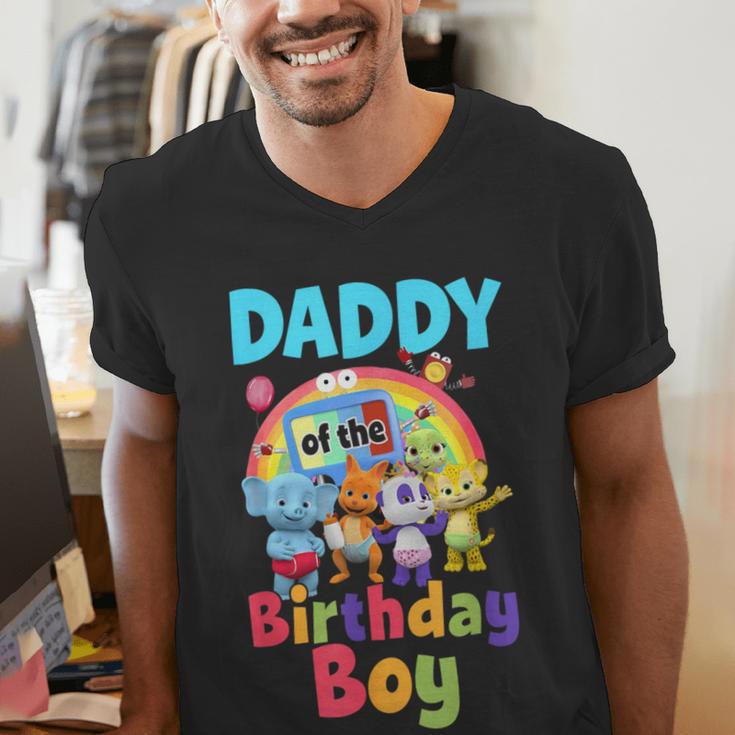 Dad And Mom Daddy Of The Birthday Boy Family Party Decor Men's V-Neck T-Shirt