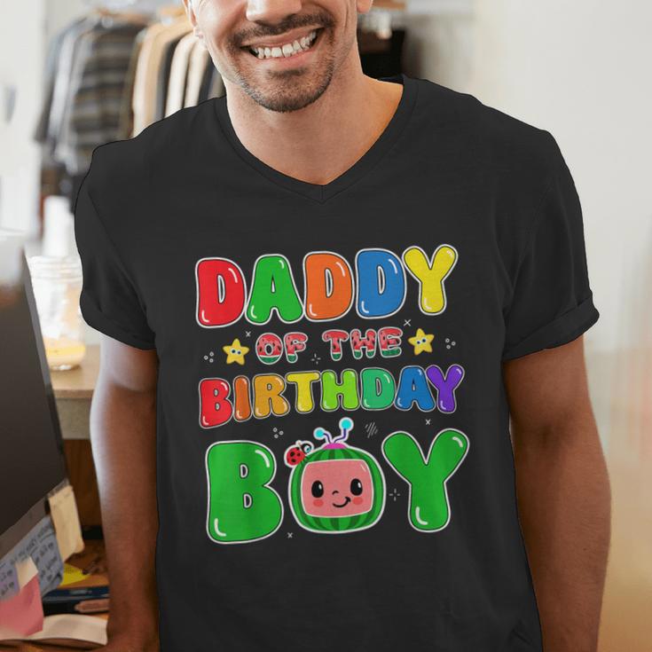 Dad And Mom Daddy Of The Birthday Boy Tee Melon Family Party Men's V-Neck T-Shirt