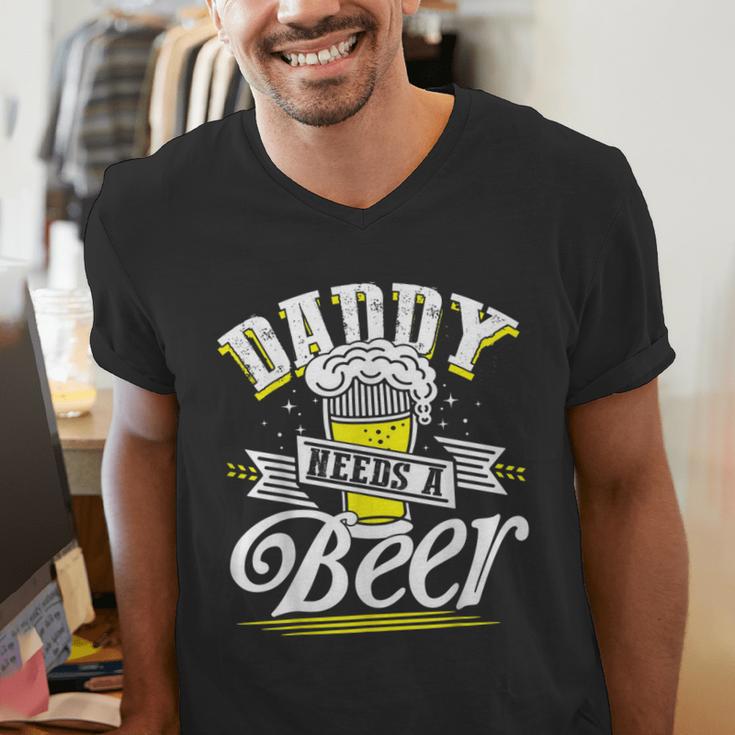 Dad Needs A Beer Button Up Shirts Beer Drinking Lover Men's V-Neck T-Shirt