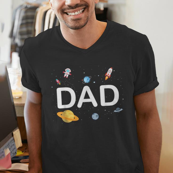 Dad Outer Space Birthday Party Family Boys Girls Men's V-Neck T-Shirt