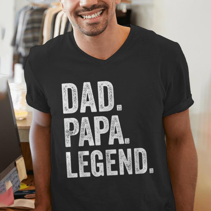 Dad Papa Legend Vintage Distressed Bold Papa Graphic Men's V-Neck T-Shirt Dad Papa Legend Vintage Distressed Bold Papa Graphic Men's V-Neck T-Shirt