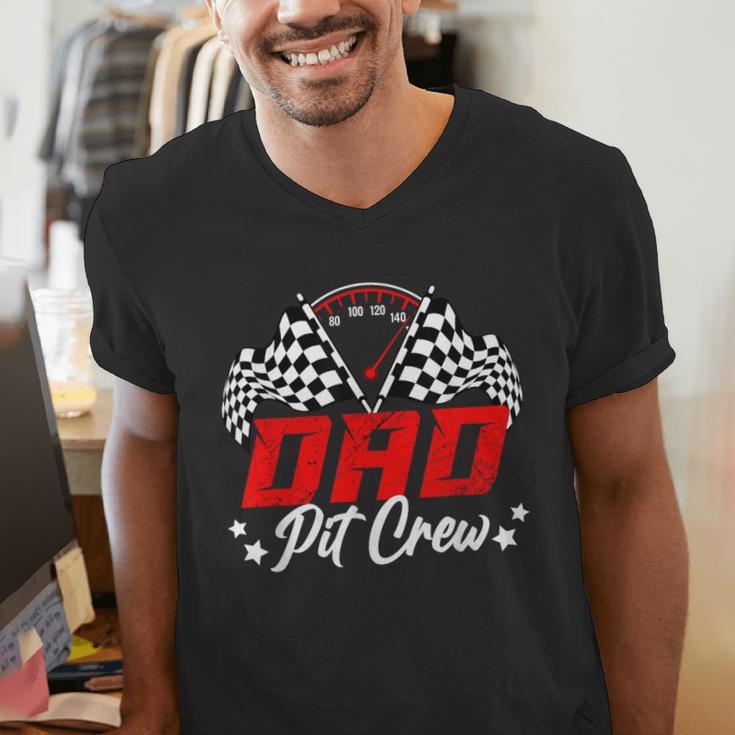 Dad Pit Crew Birthday Party Race Car Lover Racing Family Men's V-Neck T-Shirt Dad Pit Crew Birthday Party Race Car Lover Racing Family Men's V-Neck T-Shirt