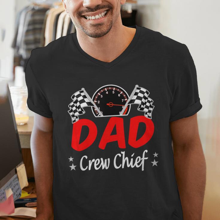 Dad Pit Crew Chief Racing Birthday Childs Party Fun Men's V-Neck T-Shirt