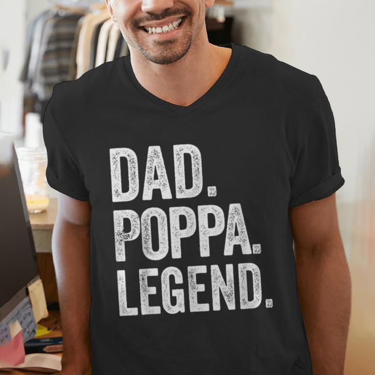 Dad Poppa Legend Vintage Distressed Bold Poppa Graphic Men's V-Neck T-Shirt