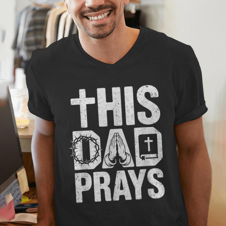 This Dad Pray Religious Vintage Father's Day Christian Daddy Men's V-Neck T-Shirt