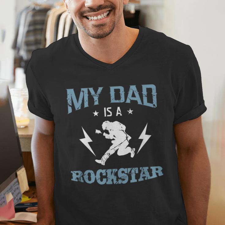 MY DAD IS A ROCKSTAR DADDY Father Sday Men's V-Neck T-Shirt