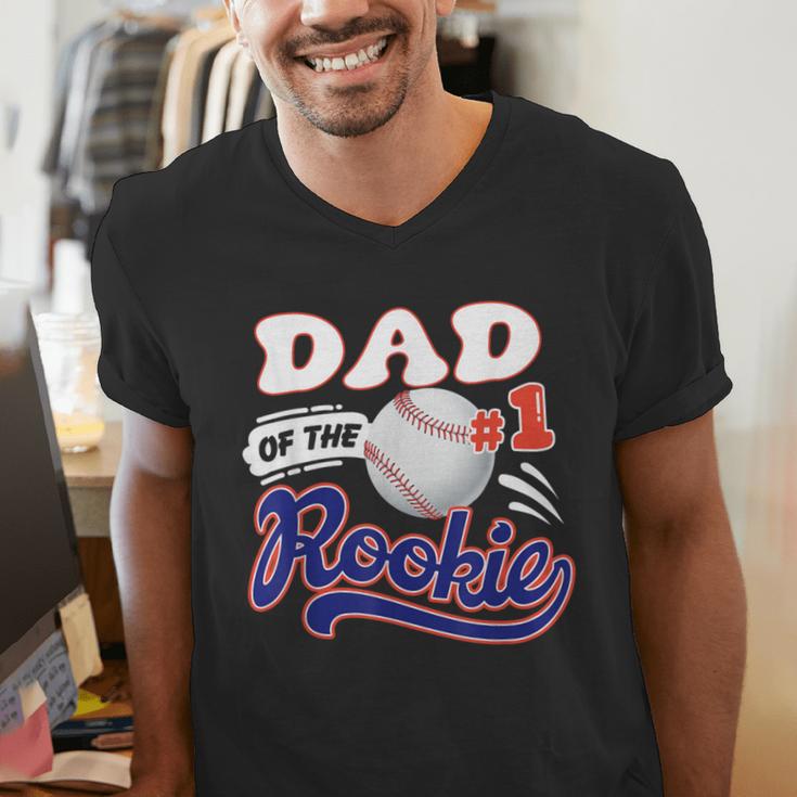 Dad Rookie Of Year 1st Birthday Baseball Theme Matching Men's V-Neck T-Shirt