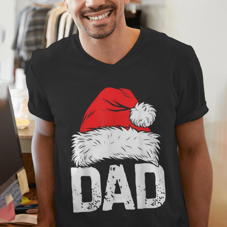 Dad Santa Christmas Family Matching Pajamas Papa Xmas Father Short Sleeve Men's V-Neck T-Shirt