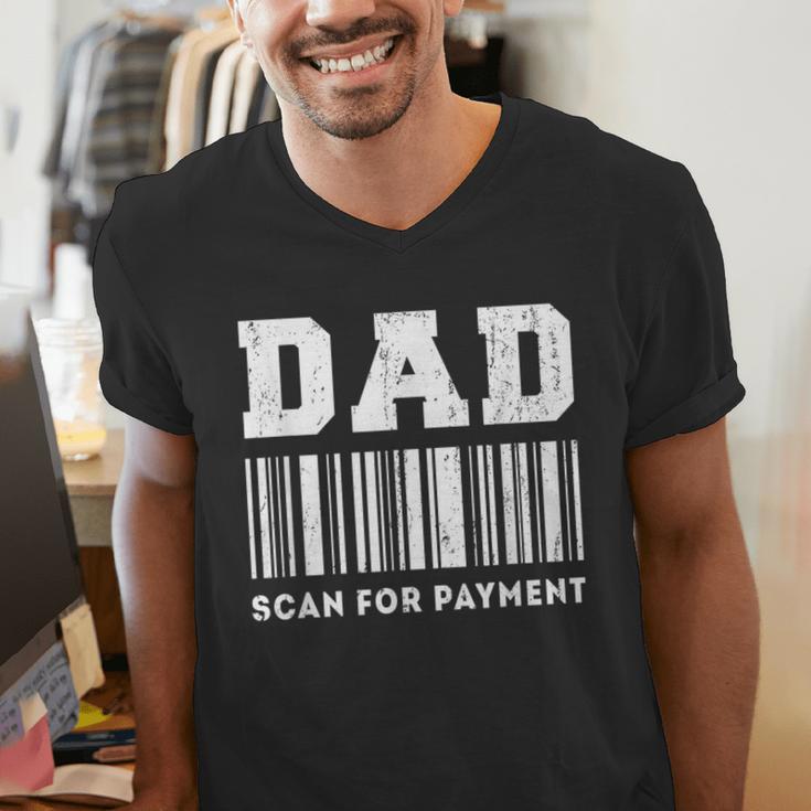 Dad Scan For Payment Barcode Father's Day Men's V-Neck T-Shirt Dad Scan For Payment Barcode Father's Day Men's V-Neck T-Shirt