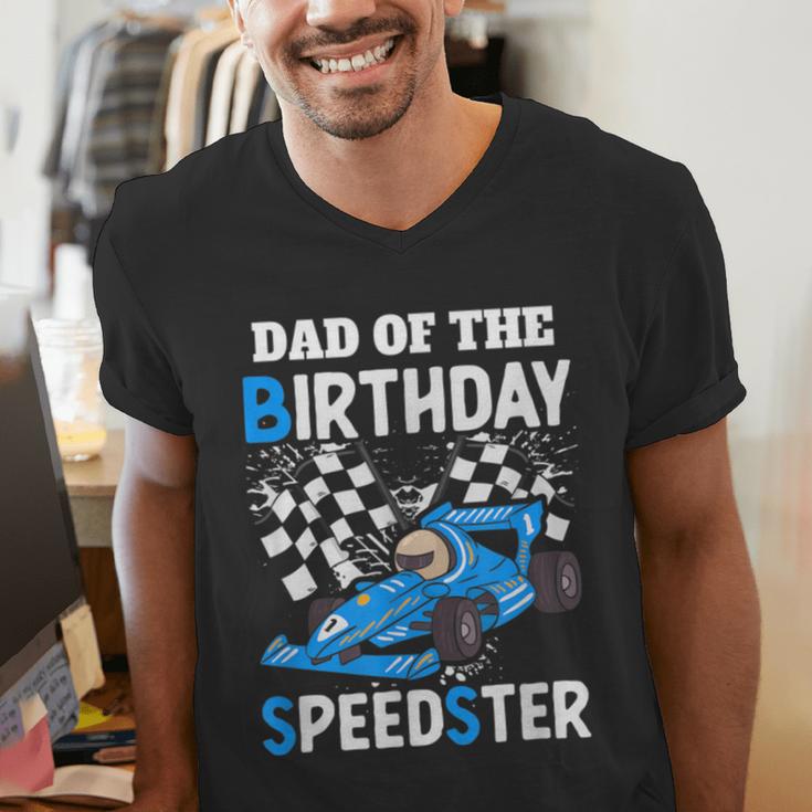 Dad Shirt Two Fast Two Curious Racing Cars Birthday Men's V-Neck T-Shirt