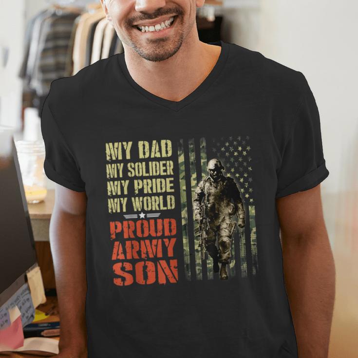 My Dad Is A Soldier Hero Proud Army Son US Military Men's V-Neck T-Shirt