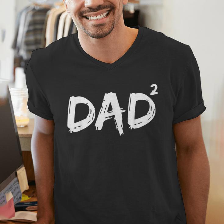 Dad Squared Shirt Father Of Two Kids Daddy Again Shirt Men's V-Neck T-Shirt
