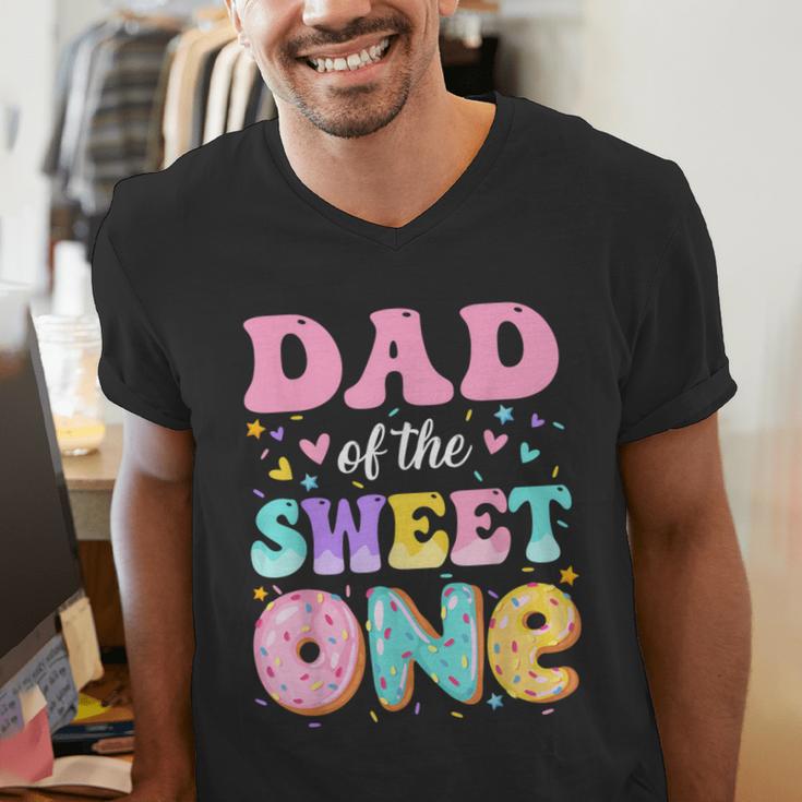Dad Of The Sweet One 1st Birthday Donut Bday Party Men's V-Neck T-Shirt Dad Of The Sweet One 1st Birthday Donut Bday Party Men's V-Neck T-Shirt