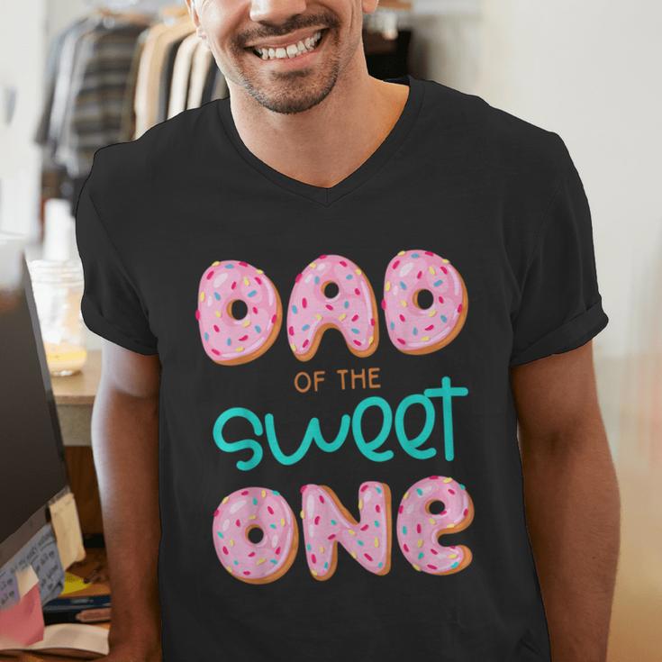 Dad Of Sweet One First Birthday Matching Family Donut Theme Men's V-Neck T-Shirt Dad Of Sweet One First Birthday Matching Family Donut Theme Men's V-Neck T-Shirt