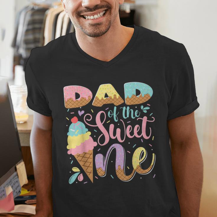 Dad Of The Sweet One Ice Cream 1St Birthday Party Men's V-Neck T-Shirt