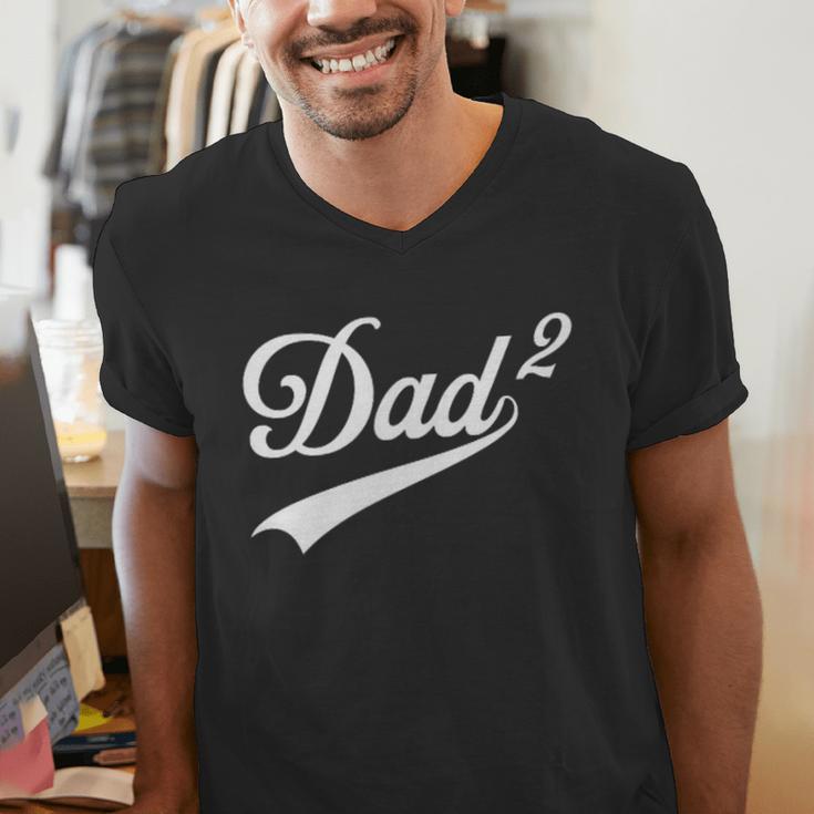 Dad Of Two Promoted For The Second Time Daddy Squared Men's V-Neck T-Shirt