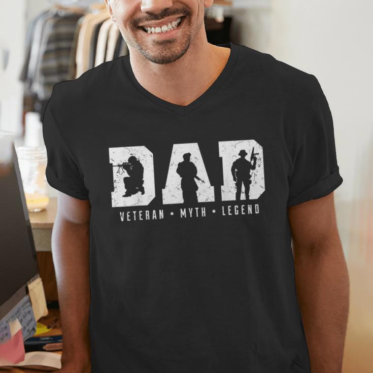 Dad Veteran Myth Legend Dad Military Father Men's V-Neck T-Shirt Dad Veteran Myth Legend Dad Military Father Men's V-Neck T-Shirt