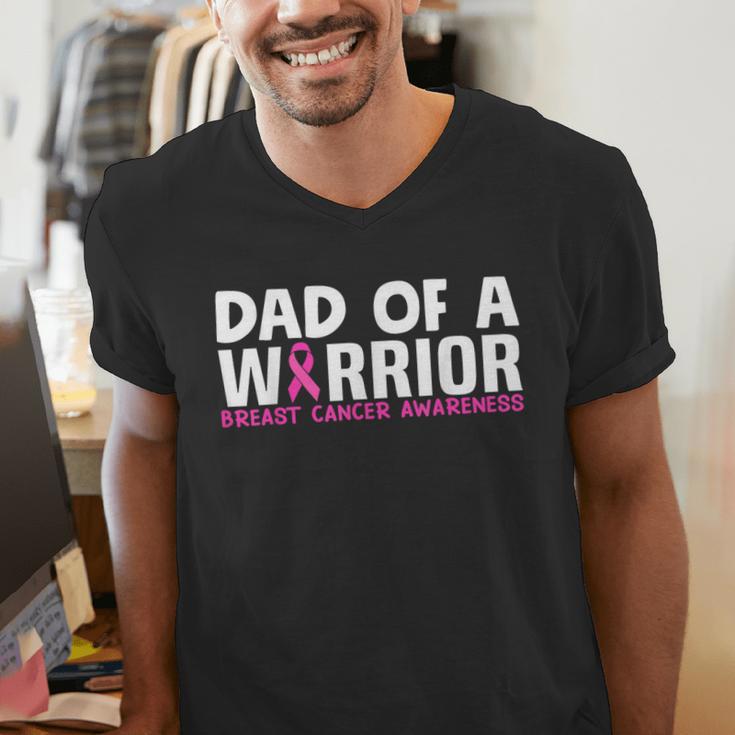 Dad Of A Warrior Breast Cancer Awareness Support Daughter Men's V-Neck T-Shirt