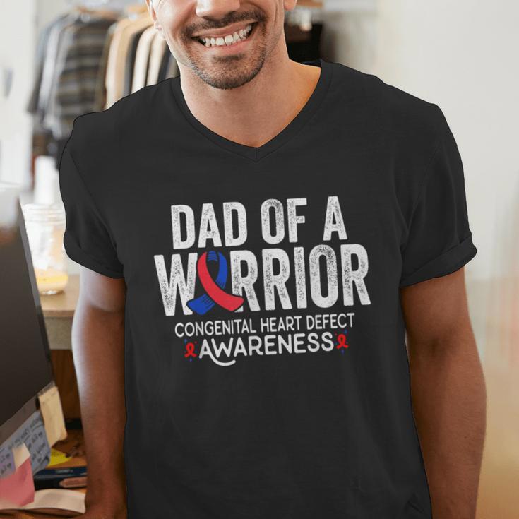 Dad Of a Warrior CHD Congenital Heart Defect Awareness CHD Men's V-Neck T-Shirt Dad Of a Warrior CHD Congenital Heart Defect Awareness CHD Men's V-Neck T-Shirt