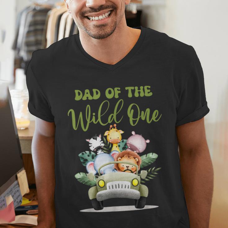 Dad Of The Wild One 1st Birthday Safari Family Matching Men's V-Neck T-Shirt
