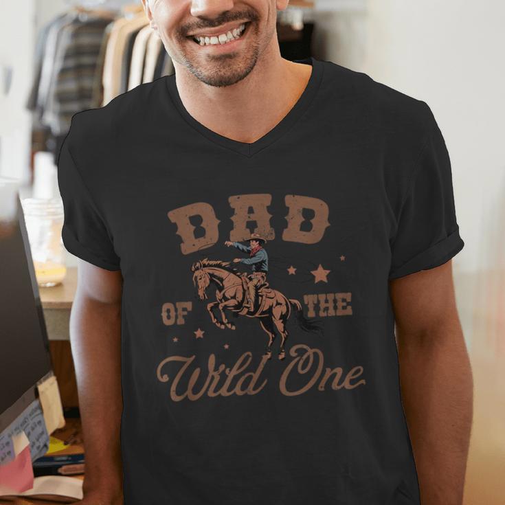 Dad Of The Wild One Cowboy Western Rodeo Party Matching Men's V-Neck T-Shirt